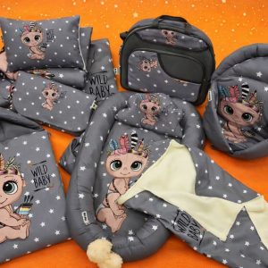 سرویس خواب نوزاد ۱۱ تیکه مدل سرخ پوست چاپی