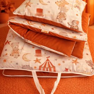 سرویس خواب مسافرتی ۳ تیکه نوزاد دور زیپ  (کتان ترک+اقتصادی)