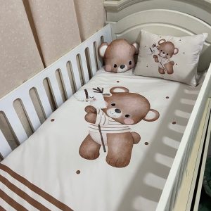 سرویس رو تختی  نوزاد چاپی ۵ تیکه طرح خرسی